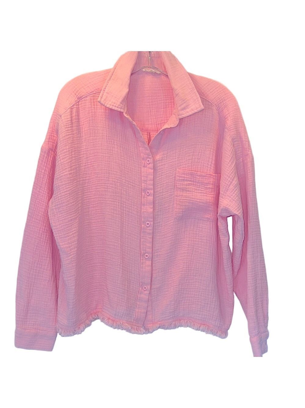 ee:some Casual Pink Textured Over Shirt, SZ Small